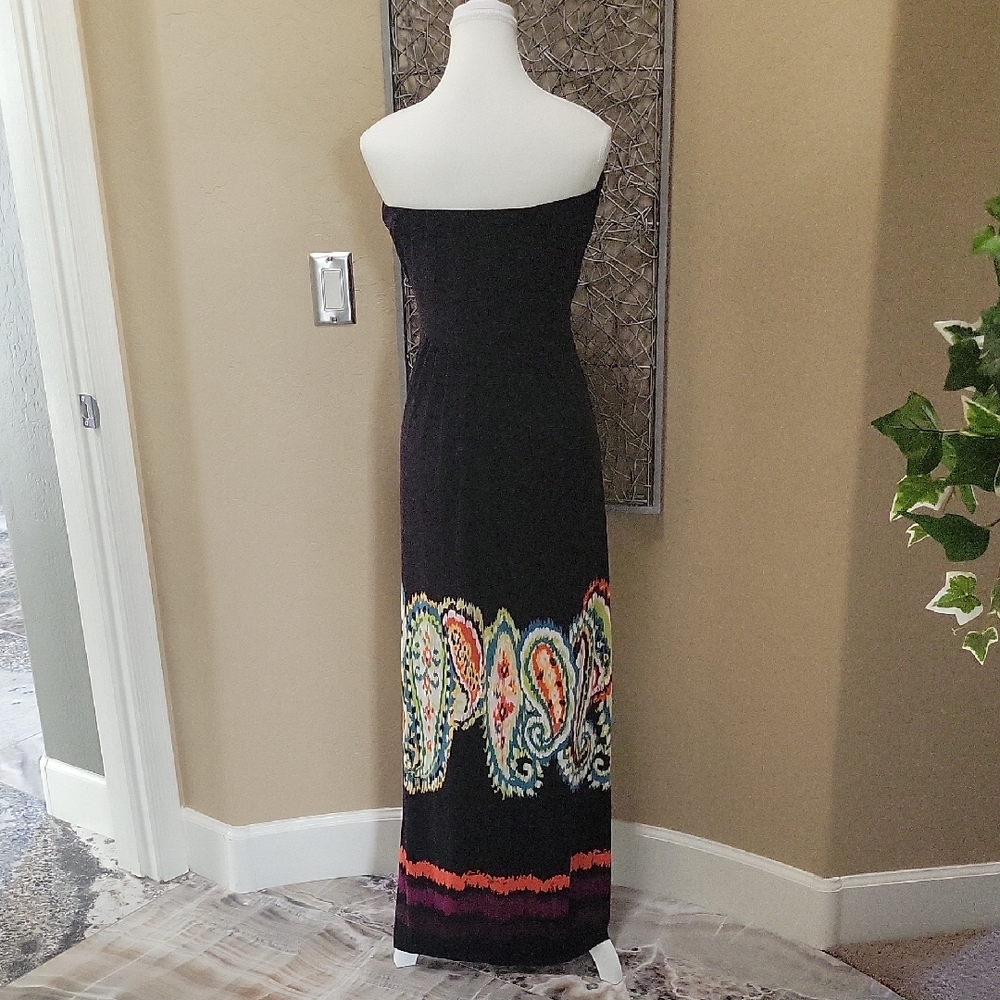 Soma Black Strapped/Strappless Maxi Dress with Colorful Patterns - Picture 4 of 6